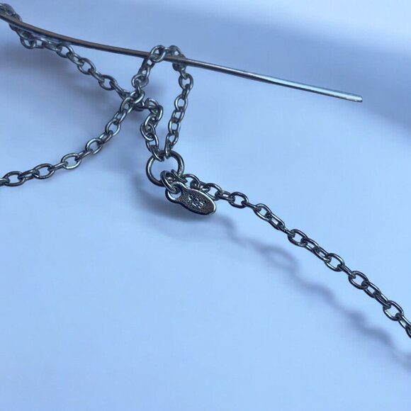 Sterling Silver Chain Drop Earrings With Blue & Green Crystal Accents - Picture 9 of 9